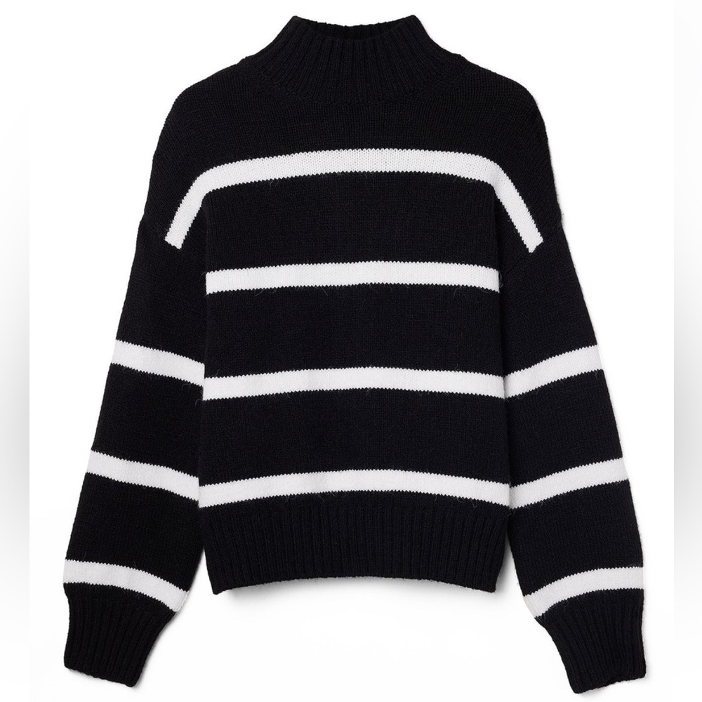 Na-Kd Turtle Neck Knitted Striped Sweater